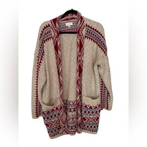 Lucky Brand Tribal Print Cardigan Sweater b2
